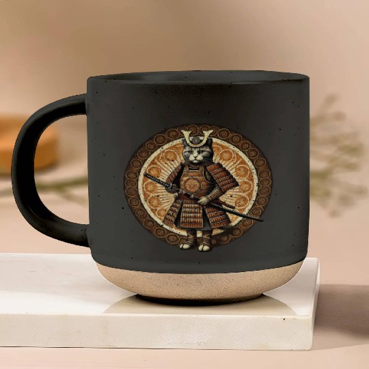 Japanese Samurai Cat Tattoo Kawaii Cat Art Anime Pottery Mugs