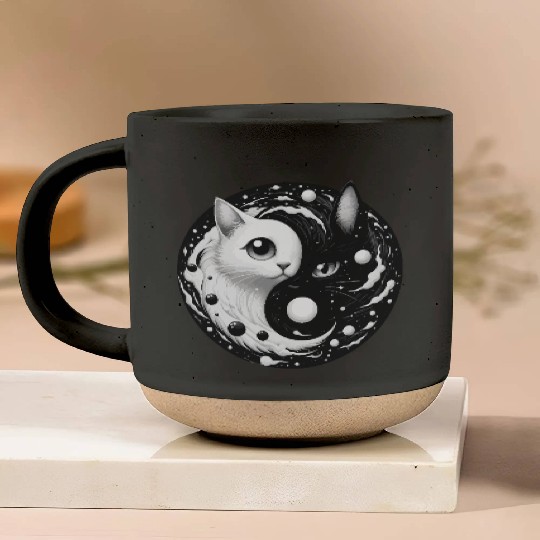 Ying and Yang Cats Asian Meditation Gift Idea Pottery Mugs