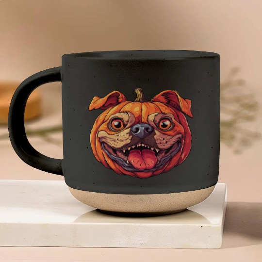 Pumpkin Dog Halloween Dog Pumpkin Pottery Mugs