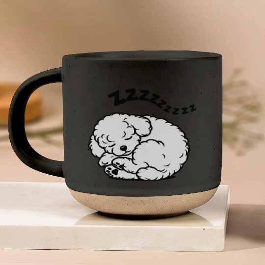 Sleepy Puppy Zzzz - Adorable Bichon Frise Pottery Mugs