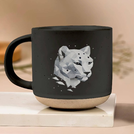 Geometric Snow Leopard - Elegance of the Wild Pottery Mugs