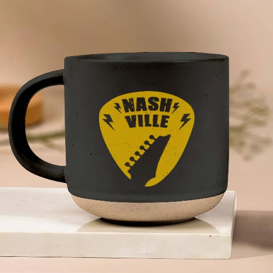 Nashville Music City Guitar Pick Pottery Mugs