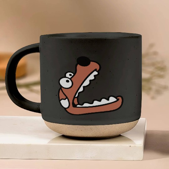 Dog Big Mouth Snout Hunger Looks Up Greedy Eating Pottery Mugs