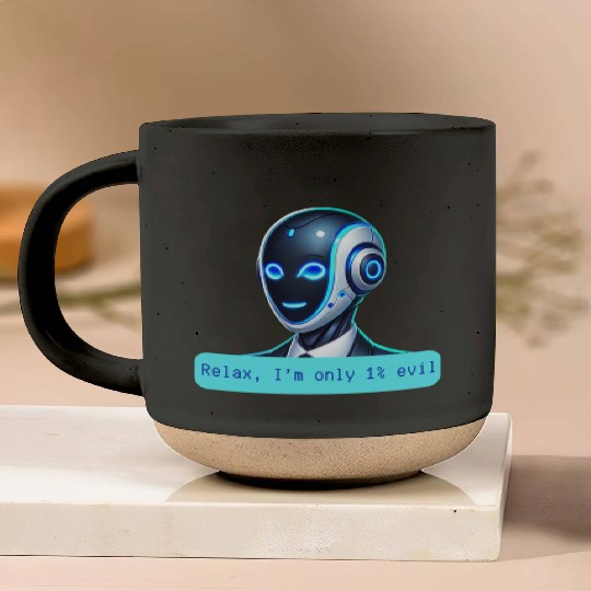 Relax I'm Only 1% Evil Funny AI Robot Design Pottery Mugs