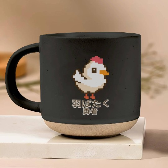 Japanese Anime Bold 8-Bit Chicken Pottery Mugs