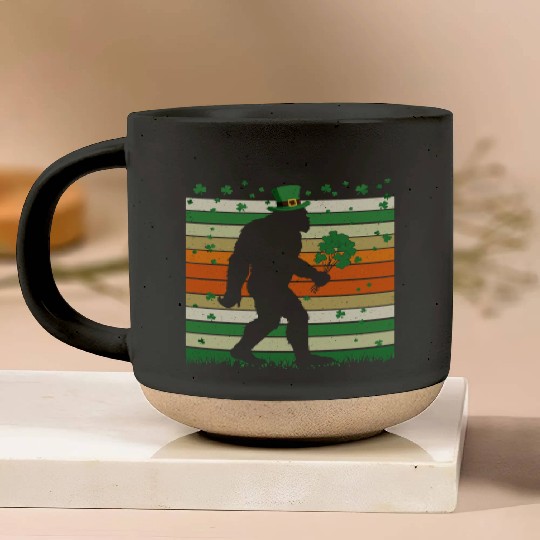 St Patricks Day Irish Sasquatch Shamrock Bigfoot Pottery Mugs