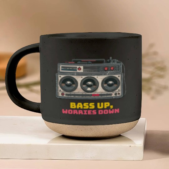 Bass up , worries down, sound system Pottery Mugs