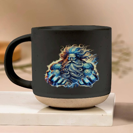 The Greek God Zeus with Lightning Pottery Mugs