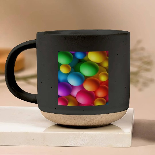 Vibrant Multi Colored Spheres Pottery Mugs