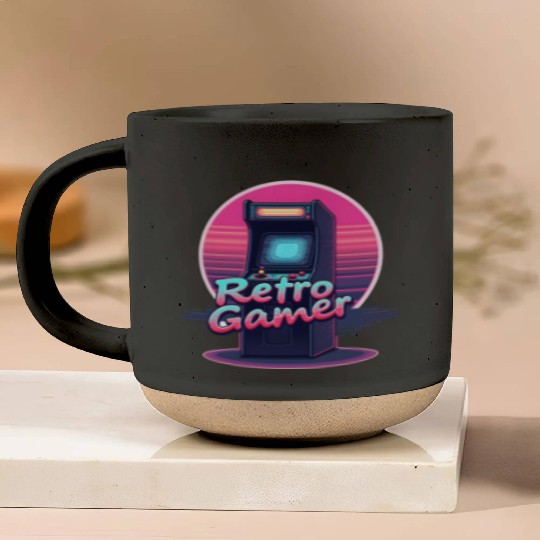 retro gamer in retro style oldschool gamer Pottery Mugs