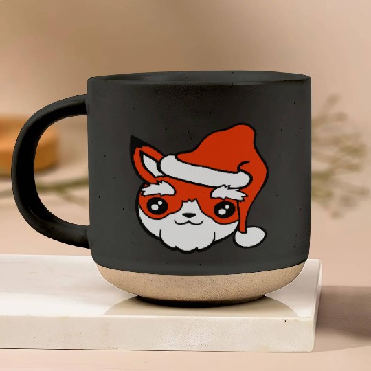 Fox Gift Santa Old Claus Christmas Hat Fun Present Pottery Mugs