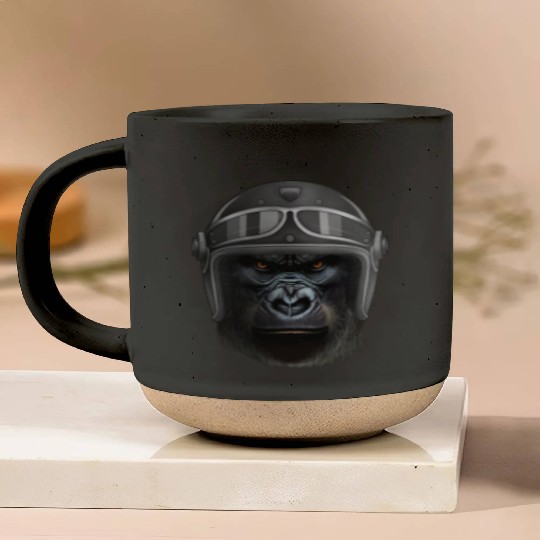 Biker Gorilla Motorcycle Silver Back Monkey Pottery Mugs