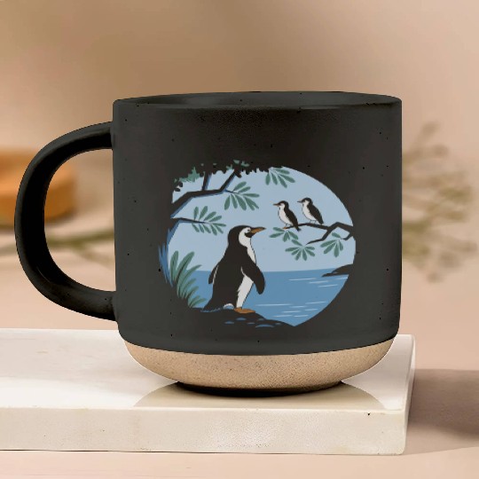 Birdwatching Penguins Nature Scene Pottery Mugs