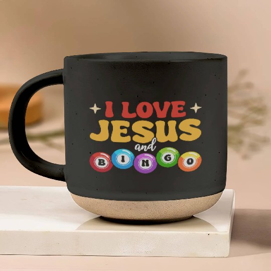I Love Jesus and Bingo Pottery Mugs