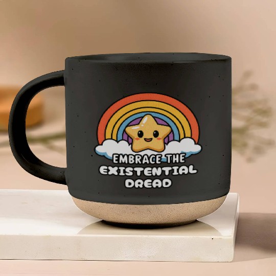 Embrace The Existential Dread Rainbow Star Pottery Mugs
