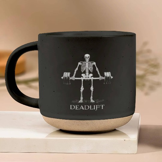 Skeleton Deadlift Workout Gym Gift Pottery Mugs