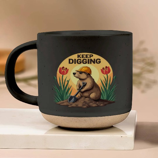 Industrious Groundhog Gardener Pottery Mugs