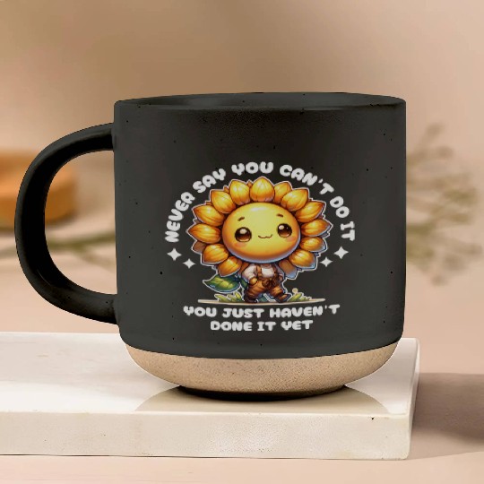 Cute Sunflower with Motivational Positive Quotes Pottery Mugs