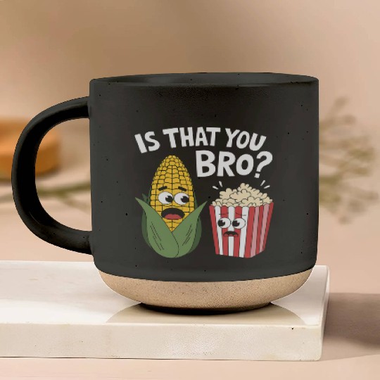 Funny Corn and Popcorn Cartoon Meme Design Pottery Mugs