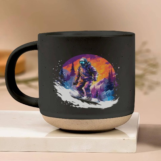 Snowboarding 80s Look Pottery Mugs