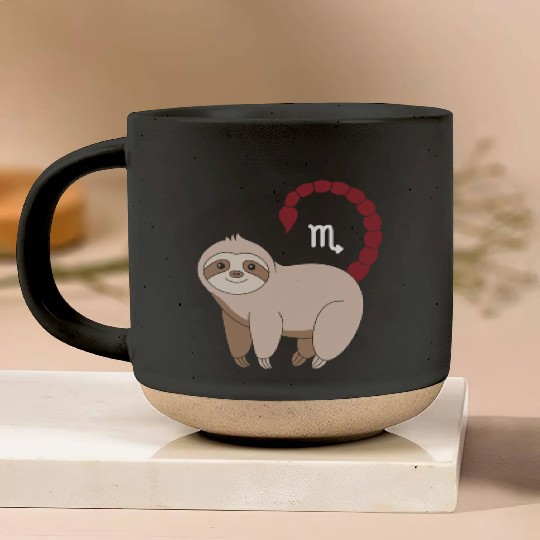 Scorpio Zodiac Sloth with Scorpio Sign Tail Pottery Mugs