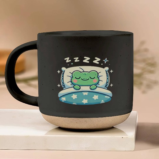 Frog Sleeping In Bed At Night Time Pottery Mugs
