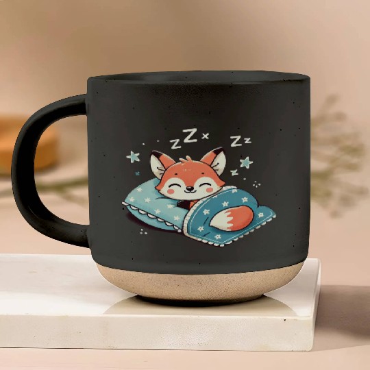 Fox Sleeping In Bed At Night Time Pottery Mugs