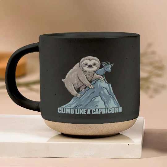 Climb Like A Capricorn Zodiac Sloth Adventure Pottery Mugs