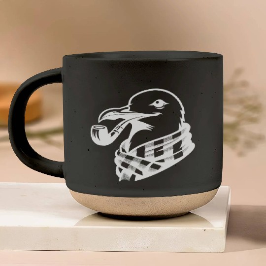 Pipe-diving Seafarer Seagull As A Coastal Motif Pottery Mugs