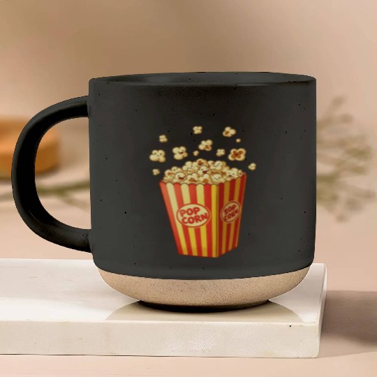 A popcorn box with little popcorn jumping out Pottery Mugs