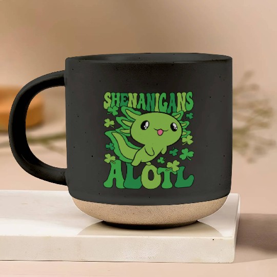 Axolotl St. Patrick's Day Shenanigans Alotl Pottery Mugs