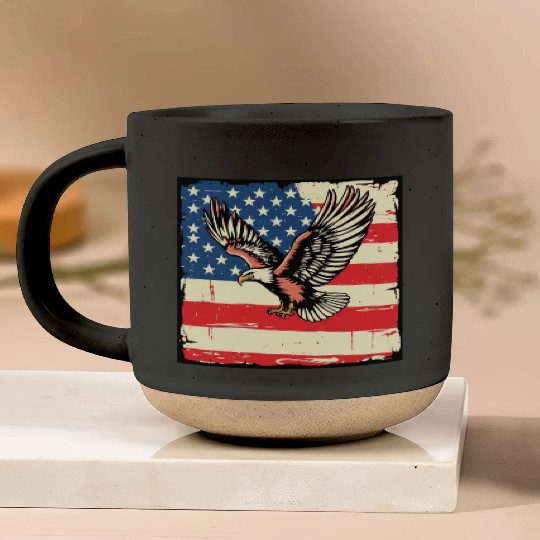 Patriotic Eagle Illustration Pottery Mugs