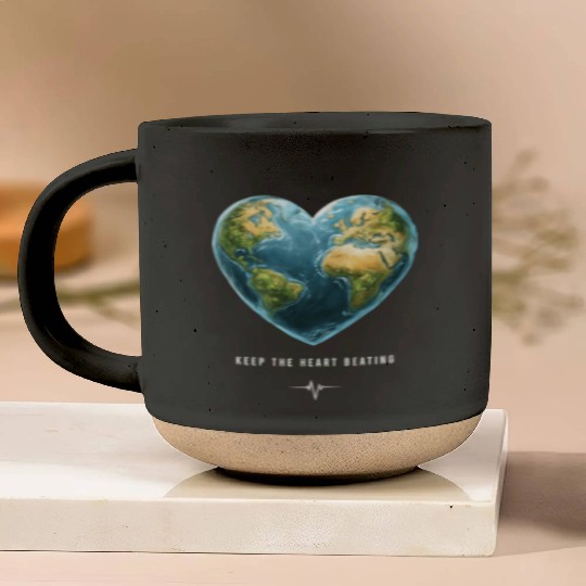 Keep the Heart Beating Environment Earth Day Heart Pottery Mugs