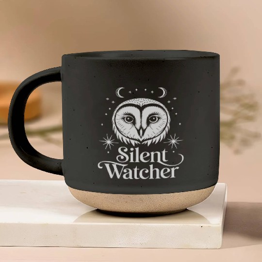Silent Watcher Cottagecore Owl Design Pottery Mugs