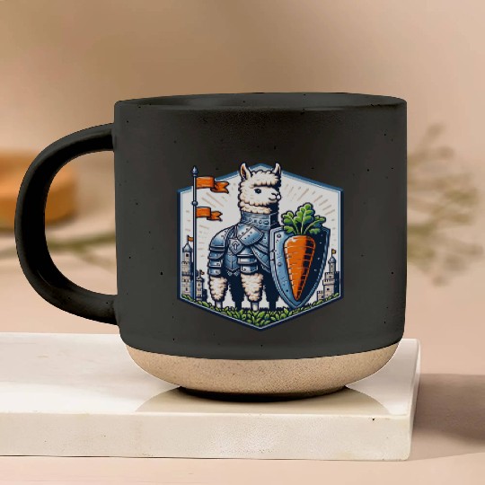 Llama Knight With Carrot Shield Adventure Pottery Mugs