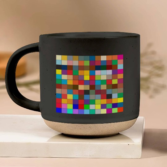 "Vibrant Multi-Color Square Box Design Pottery Mugs"
