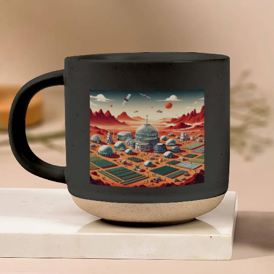 Town on Mars Pottery Mugs