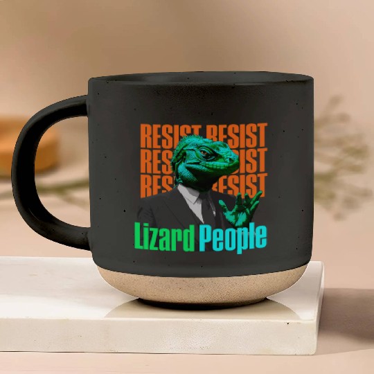 Resist Reptilians Lizard People Pottery Mugs