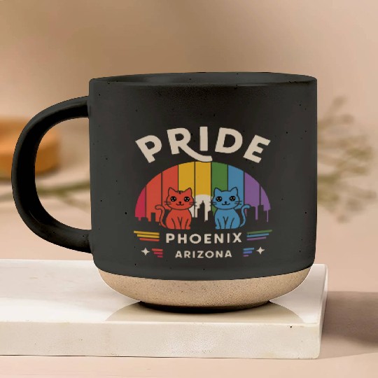 Pride of Phoenix City Arizonna USA Rainbow Flag Pottery Mugs