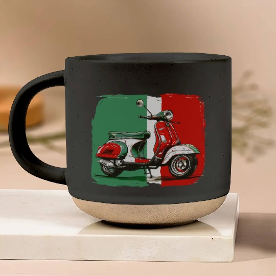 Tricolore - Italian Flag Pottery Mugs Italian Scooter