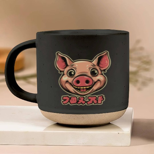 Creepy Happy Pig – Disturbing Smile Pottery Mugs