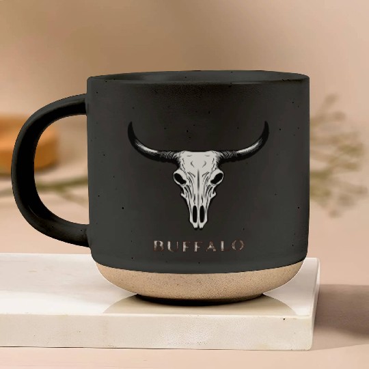 Buffalo Skull Art Pottery Mugs