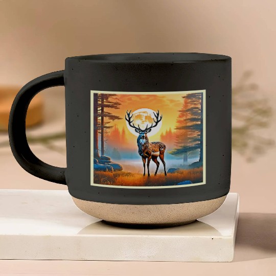 Golden Deer Twilight Peak Pottery Mugs