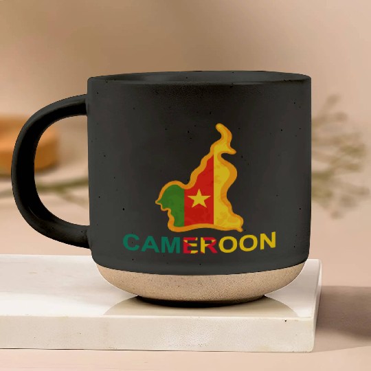 Cameroon Map with Flag Colors, proud Cameroonian Pottery Mugs