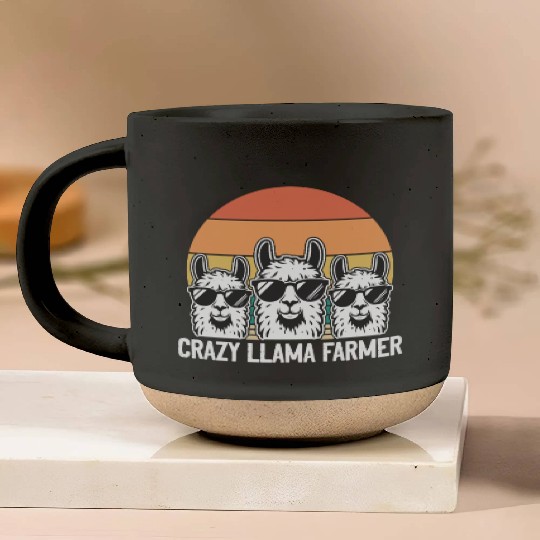 Funny Alpaca Llama Farmer - Crazy Llama Farmer Pottery Mugs