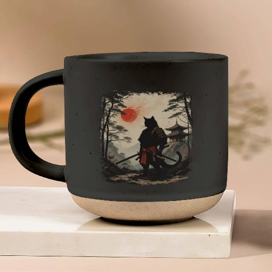 Samurai Cat Warrior Pottery Mugs Design
