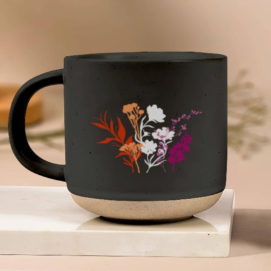 Minimalist Wildflowers Lesbian Pride Aesthetic Pottery Mugs