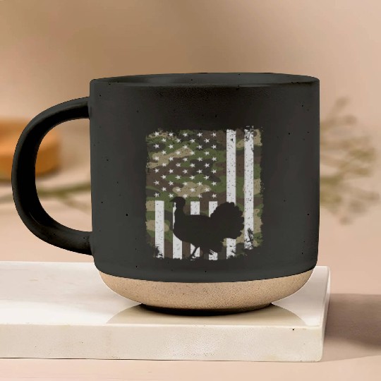 Turkey Hunting Camo US Flag For Hunter Camouflage Pottery Mugs