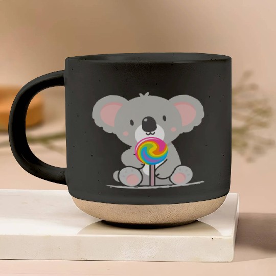 Cute koala with a colorful lollipop Pottery Mugs