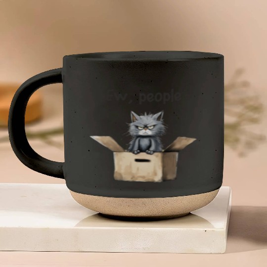 Ew people; cat; cat lovers; funny cat; cranky; Pottery Mugs